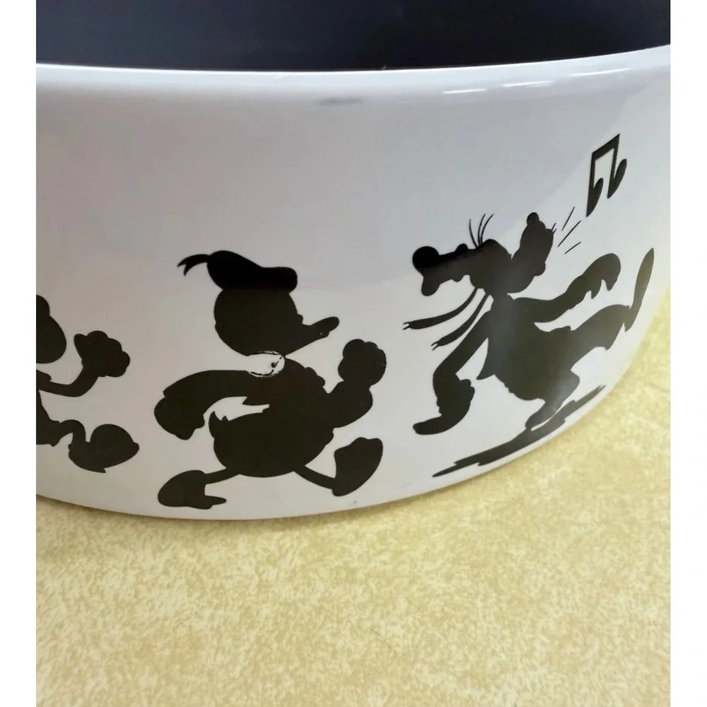 Disney Chewy Mickey Mouse Lines White Black Pet Dog Cat Food Water‎ Bowl